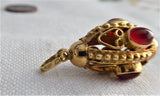 Italian Etruscan Charm 18kt Gold Carnelians 1960s 18k Gold Hand Made Italy