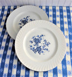 E Wedgwood 2 Gorgeous Royal Blue Floral Dinner Plates 10 Inches 1960s