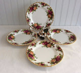 Set Of 4 Royal Albert Old Country Roses Bread Plates Side 1970s Made In England