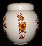 Sadler Tea Caddy Ginger Jar Fall Colors Foliage 1960s Ceramic Tea Canister