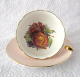 Shelley China Fruit Center Cup And Saucer Boston Shape Pale Pink