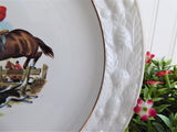 Adams Hunt Scene Plate 1960s English Country House Hunting Dogs Horses Ironstone 9.75 Inch