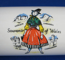 Retro Welsh Rolling Pin Retro Souvenir Of Wales Fills With Water 1950s