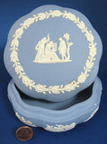 Wedgwood Jasperware Scalloped Blue Box 1960s Group With Cage England
