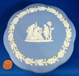 Wedgwood Jasperware Scalloped Blue Box 1960s Group With Cage England