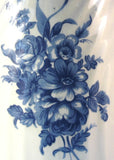 Blue Transferware Pitcher Jug 8 Inches Floral England 1950s Blue and White