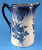 Pitcher Jug Blue Transferware Floral England Small Blue And White 1950s