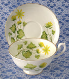 Shelley Cup and Saucer Celandine Lincoln Shape England 1960s Yellow Flowers