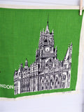 Tea Towel Irish Linen Royal College Holloway London Banner 1969 Green