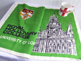 Tea Towel Irish Linen Royal College Holloway London Banner 1969 Green