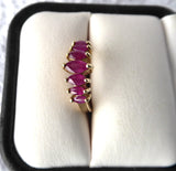 Ladies Ring Gold 7 Rubies Marquise Cut 1970s Estate 3 Carats July Birthday Multi Stone