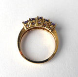 Ladies Ring 10kt Gold Genuine Vintage 5 Stone Tanzanite 1970s Estate 10k Size 6