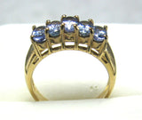 Ring Solid 14kt Gold With 5 Oval Tanzanites Engagement 1970s Wedding Band Lavender And Gold