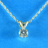 Diamond Necklace 14k Yellow Gold Near Quarter Carat Round Diamond 14kt Gold Chain