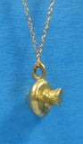Necklace Solid 14kt Gold Hand Made Mushroom Pendant 14kt Gold Chain 1976