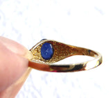 Sapphire Ring 14k Oval Blue Sapphire Solitare 3/4 Carat 1970s 14kt Gold Stepped Shoulders