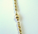Necklace 14kt Gold Diamond Cut Rope Chain 14kt Gold Beads 16 Inches 1970s