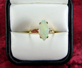 Opal Ring 14k Gold Genuine White Opal Marquise 6 3/4 Cut 1970s October Birthstone 14kt