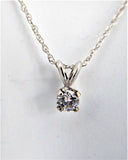 Necklace Diamond One Fifth Carat Round Diamond 14kt Gold Rope Chain Estate