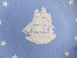 Wedgwood Jasper Plates American Heritage 1970s By Land By Sea Blue And White