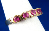 Pink Ruby Ring 10kt Gold 5 Stone Rubies 1970s Ruby Band Natural Genuine Engagement Kisses