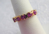 Pink Ruby Ring 10kt Gold 5 Stone Rubies 1970s Ruby Band Natural Genuine Engagement Kisses