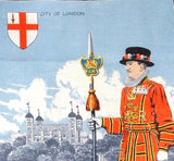 Tower Of London Beefeaters Tea Towel 1970s English Landmarks Irish Linen Dish Towel