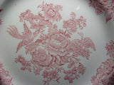 Pink Transferware Cup, Saucer And Plate Asiatic Pheasants Ironstone Burleigh