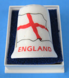 Thimble Flag St George England Bone China Mint In Box 1970s English Flag
