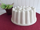 White Ironstone Pudding Mold Glaze Ceramic 1970s England Dessert Baking Decor