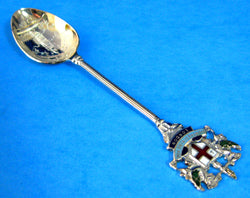Souvenir Spoon London Enamel Crest Finial Engraved Bowl 1970s