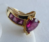 Pear Shape Rhodalite Garnet Ring 10kt 1970s Engagement January Birthstone