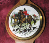 Sylvac Ceramic Wall Hanging 3 Hunting Scenes Horse Brass Strap Leather 1970s