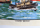 Tower Bridge London Tea Towel 1970s English Landmark Irish Linen Dish Towel