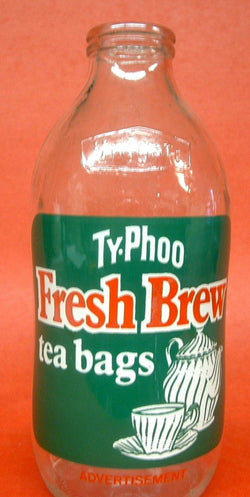 English Milk Bottle Pint Size Ty-Phoo Tea Advertising Bottle 1970s Kitchen
