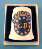 English Thimble Union Jack EU Bone China Mint In Box 1970s British Flag