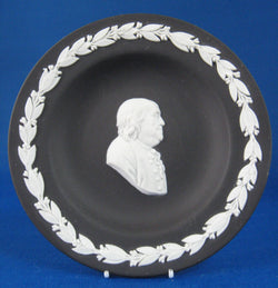 Wedgwood Black Jasperware Benjamin Franklin Profile Dish 1970s