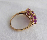 Ring 3 Genuine Rubies 3 Carats Oval 10k Gold 1970s Wedding Engagement Estate July Birthday