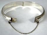 Sterling Silver Bangle Bracelet Handmade Hinged Hand Engraved 1950s Continental