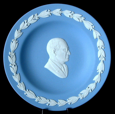 Wedgwood President Harry Truman Blue Jasperware Plate Dish 1970s Compotier Small Plate