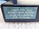 Queen Elizabeth II Silver Wedding Dish Pair 1972 Wedgwood Dark Blue Jasper Boxed
