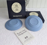 Queen Elizabeth II Silver Wedding Dish Pair 1972 Wedgwood Dark Blue Jasper Boxed
