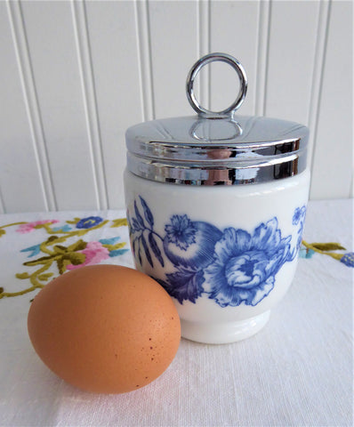 Rhapsody Egg Coddler Royal Worcester Double King 1975-1984 Blue And White
