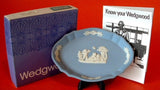 Wedgwood England Jasperware Pin Dish Blue Cherubs In Box 1976