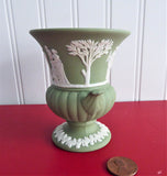 Wedgwood Green Jasperware Classical Vase Urn England 1970s