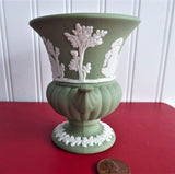 Wedgwood Green Jasperware Classical Vase Urn England 1970s