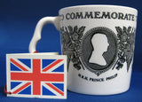Black Transferware Queen Elizabeth II Silver Jubilee Mug 1977 Mint Original Tag