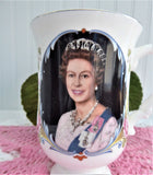 Queen Elizabeth II Silver Jubilee 1977 Tall Mug Bone China Crown Symbols
