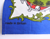 Queen Elizabeth 1977 Silver Jubilee Royal Vignettes Tea Towel Blue Border Unused
