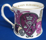 Coalport Fancy Mug 1977 Queen Elizabeth II Silver Jubilee Of Coronation Purple
